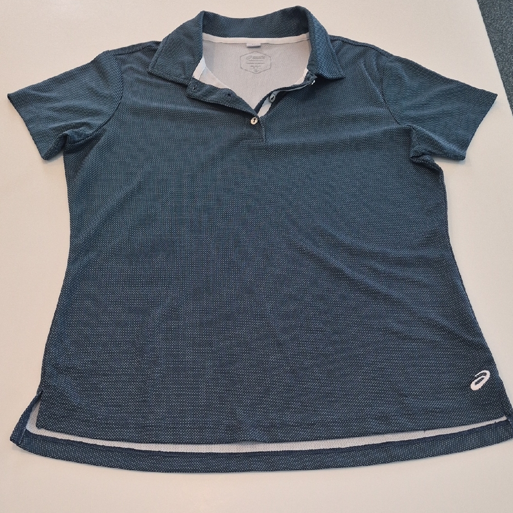 Ladies Asics Sz Small Dark Blue Polo Shirt